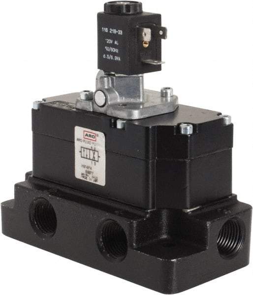 ARO/Ingersoll-Rand - Pilot-Operated Solenoid Valves Valve Type: 4-Way Poppet Actuator Type: Solenoid - Exact Tool & Supply