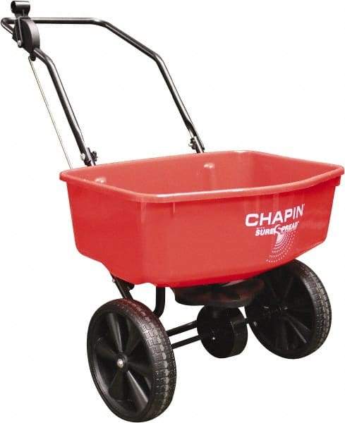 Chapin - 70 Lb Powder Coated Steel Walk Behind Broadcast Landscape Spreader - 10" Solid Rubber Wheels - Exact Tool & Supply