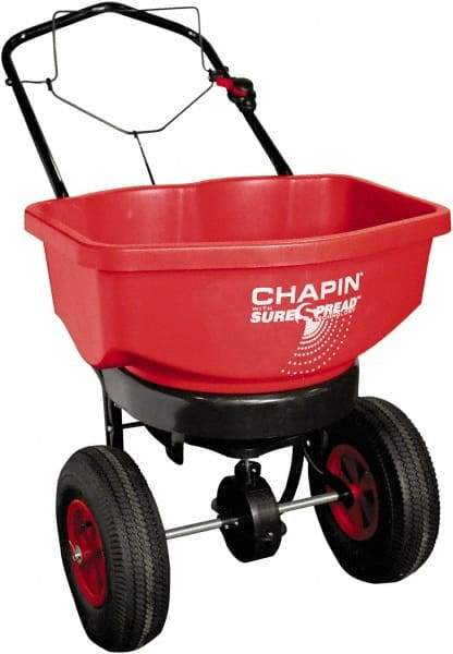 Chapin - 80 Lb Powder Coated Steel Walk Behind Broadcast Landscape Spreader - 12" Pneumatic Wheels - Exact Tool & Supply