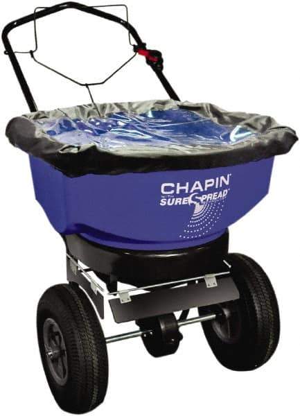 Chapin - 80 Lb Powder Coated Steel Walk Behind Broadcast Landscape Spreader - 12" Pneumatic Wheels - Exact Tool & Supply