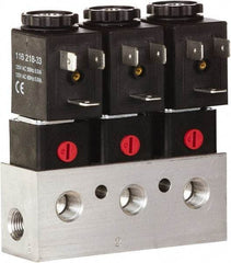 ARO/Ingersoll-Rand - 1/8", CAT Series 3-Way 2-Position Bar Manifold Stacking Solenoid Valve - 24 VDC, 0.062 CV Rate, 3.275" High x 4" Long - Exact Tool & Supply