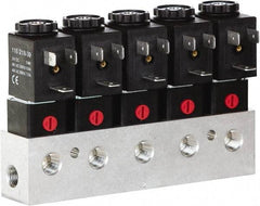 ARO/Ingersoll-Rand - 1/8", CAT Series 3-Way 2-Position Bar Manifold Stacking Solenoid Valve - 24 VDC, 0.062 CV Rate, 3.275" High x 7" Long - Exact Tool & Supply