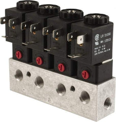 ARO/Ingersoll-Rand - 1/8", CAT Series 3-Way 2-Position Bar Manifold Stacking Solenoid Valve - 24 VDC, 0.062 CV Rate, 3.275" High x 5" Long - Exact Tool & Supply