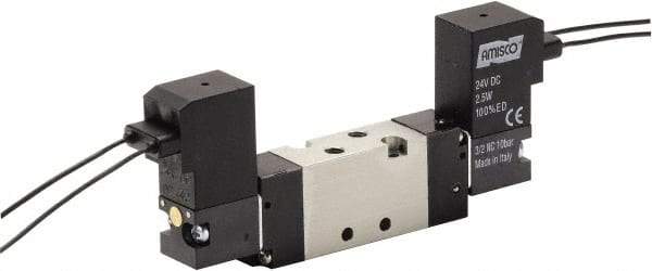 ARO/Ingersoll-Rand - 10-32" Inlet x Solenoid Actuator, Solenoid Return, 2 Position, Body Ported Solenoid Air Valve - 24 VDC Input, 1/4 CV, 4 Way, 115 psi, 122° Max Temp - Exact Tool & Supply