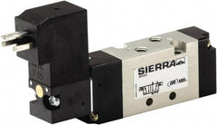 ARO/Ingersoll-Rand - 10-32" Inlet, Solenoid Actuator, Spring Return, 2 Position, Body Ported Solenoid Air Valve - 120 VAC Input, 1/4 CV, 4 Way, 115 psi, 122° Max Temp - Exact Tool & Supply