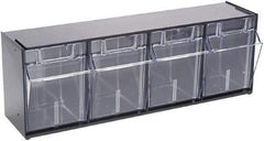 Deflect-o - 4 Compartment, 23-5/8 Inch Wide x 6-5/8 Inch Deep x 8-1/8 Inch High, Covered Modular - Plastic, Black and Clear - Exact Tool & Supply