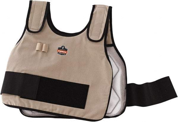 Ergodyne - Size L/XL, Khaki Cooling Vest - 40 to 52" Chest, Hook & Loop Front, PVC, Cotton - Exact Tool & Supply