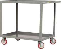 Little Giant - 1,200 Lb Capacity, 30" Wide x 60" Long x 35" High Service Cart - 2 Shelf, Steel, 2 Rigid/2 Swivel Casters - Exact Tool & Supply