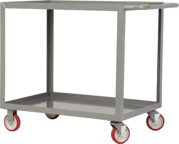 Little Giant - 1,200 Lb Capacity, 30" Wide x 48" Long x 35" High Service Cart - 2 Shelf, Steel, 2 Rigid/2 Swivel Casters - Exact Tool & Supply