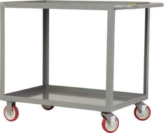 Little Giant - 1,200 Lb Capacity, 30" Wide x 48" Long x 35" High Service Cart - 2 Shelf, Steel, 2 Rigid/2 Swivel Casters - Exact Tool & Supply