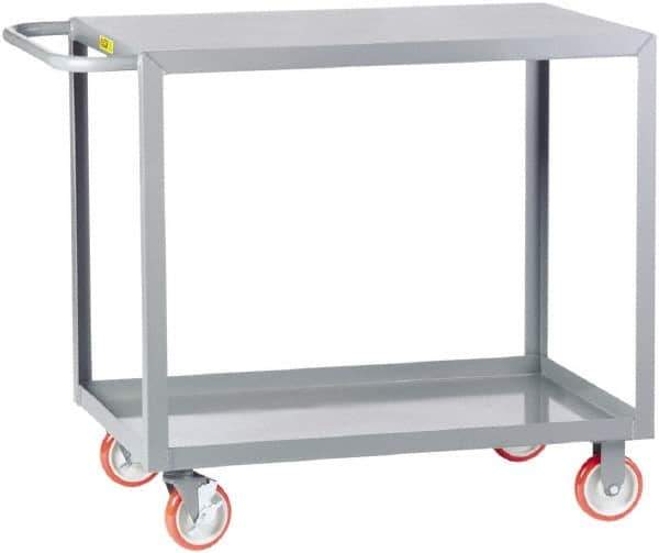 Little Giant - 1,200 Lb Capacity, 30" Wide x 60" Long x 35" High Service Cart - 2 Shelf, Steel, 2 Rigid/2 Swivel Casters - Exact Tool & Supply