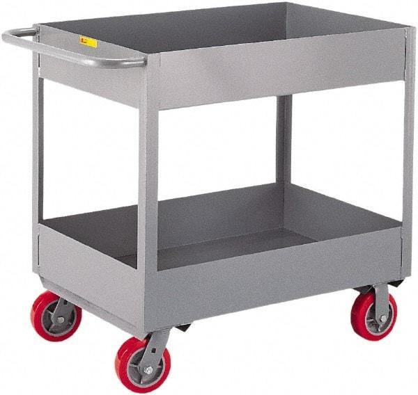 Little Giant - 1,200 Lb Capacity, 24" Wide x 36" Long x 35" High Deep Shelf Cart - 2 Shelf, Steel, 2 Rigid/2 Swivel Casters - Exact Tool & Supply