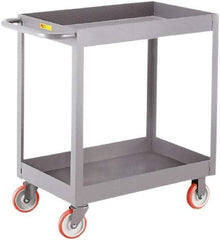 Little Giant - 1,200 Lb Capacity, 24" Wide x 48" Long x 35" High Deep Shelf Cart - 2 Shelf, Steel, 2 Rigid/2 Swivel Casters - Exact Tool & Supply