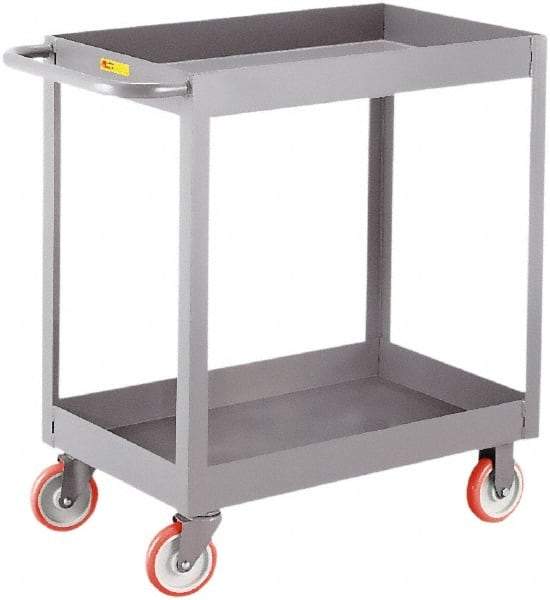 Little Giant - 1,200 Lb Capacity, 24" Wide x 36" Long x 35" High Deep Shelf Cart - 2 Shelf, Steel, 2 Rigid/2 Swivel Casters - Exact Tool & Supply