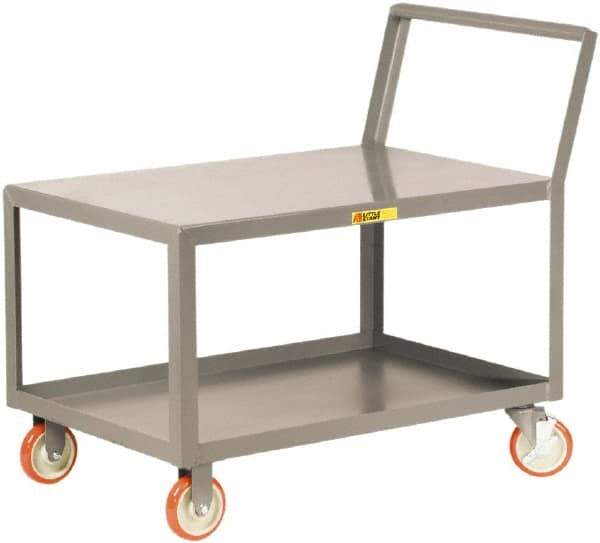 Little Giant - 1,200 Lb Capacity, 24" Wide x 51" Long x 37-1/2" High Heavy Duty Service Cart - 2 Shelf, Steel, 2 Rigid/2 Swivel Casters - Exact Tool & Supply