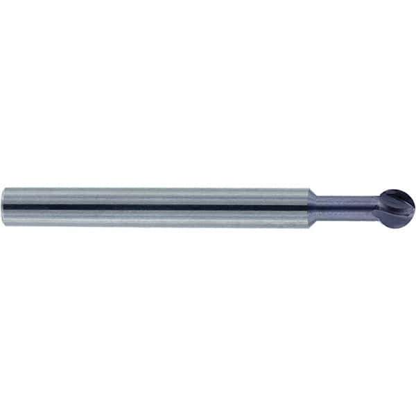 Accupro - 1/2" Diam, 0.427" LOC, 4 Flute Solid Carbide Ball End Mill - nACo Finish, Single End, 3" OAL, 1/2" Shank Diam, Undercutting - Exact Tool & Supply