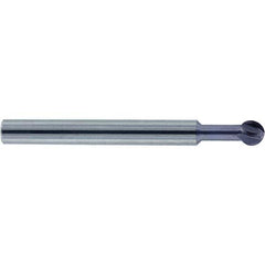 Accupro - 1/2" Diam, 0.427" LOC, 4 Flute Solid Carbide Ball End Mill - nACo Finish, Single End, 3" OAL, 1/2" Shank Diam, Undercutting - Exact Tool & Supply