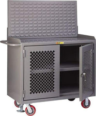 Little Giant - Mobile Bench Cabinet with Louvered Panel - Steel, Gray, 48" Long x 24" Deep x 65" High - Exact Tool & Supply