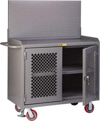 Little Giant - Mobile Bench Cabinet with Pegboard Panel - Steel, Gray, 48" Long x 24" Deep x 65" High - Exact Tool & Supply