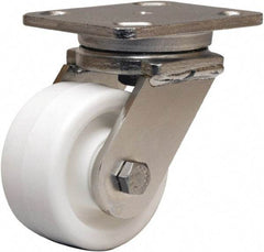 Hamilton - 4" Diam x 2" Wide x 5-5/8" OAH Top Plate Mount Swivel Caster - Polyolefin, 550 Lb Capacity, Delrin Bearing, 4 x 5" Plate - Exact Tool & Supply