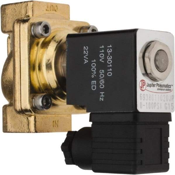 PRO-SOURCE - 3/8", 2/2 Way Stacking Solenoid Valve - 110 VAC, 4.12 CV Rate, 3.98" High x 2.76" Long - Exact Tool & Supply