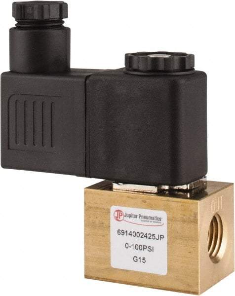 PRO-SOURCE - 1/4", 2/2 Way Square Body Stacking Solenoid Valve - 24 VDC, 0.18 CV Rate, 2.95" High x 2.64" Long - Exact Tool & Supply