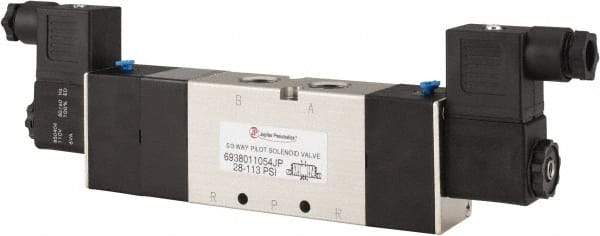 PRO-SOURCE - 3/8", 5/3 Way Double Stacking Solenoid Valve - 110 VAC, 1.73 CV Rate, 2.81" High x 9.8" Long - Exact Tool & Supply