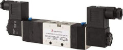 PRO-SOURCE - 1/4", 5/3 Way Double Stacking Solenoid Valve - 110 VAC, 0.76 CV Rate, 2.6" High x 8-1/2" Long - Exact Tool & Supply
