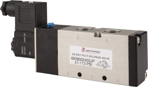PRO-SOURCE - 3/8", 5/2 Way Single Stacking Solenoid Valve - 24 VDC, 1.9 CV Rate, 2.81" High x 6.22" Long - Exact Tool & Supply