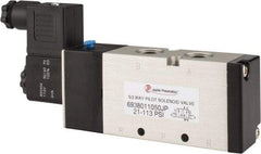 PRO-SOURCE - 3/8", 5/2 Way Single Stacking Solenoid Valve - 110 VAC, 1.9 CV Rate, 2.81" High x 6.22" Long - Exact Tool & Supply