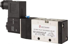 PRO-SOURCE - 1/4", 5/2 Way Single Stacking Solenoid Valve - 24 VDC, 0.98 CV Rate, 2.6" High x 5.12" Long - Exact Tool & Supply