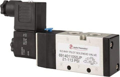 PRO-SOURCE - 1/4", 5/2 Way Single Stacking Solenoid Valve - 110 VAC, 0.98 CV Rate, 2.6" High x 5.12" Long - Exact Tool & Supply
