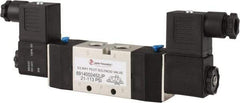 PRO-SOURCE - 1/4", 5/2 Way Double Stacking Solenoid Valve - 24 VDC, 0.98 CV Rate, 2.6" High x 7.76" Long - Exact Tool & Supply