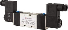 PRO-SOURCE - 1/4", 5/2 Way Double Stacking Solenoid Valve - 110 VAC, 0.98 CV Rate, 2.6" High x 7.76" Long - Exact Tool & Supply