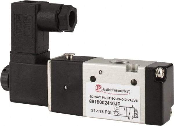 PRO-SOURCE - 1/8", 3/2 Way Single Stacking Solenoid Valve - 24 VDC, 0.65 CV Rate, 1.38" High x 3.46" Long - Exact Tool & Supply