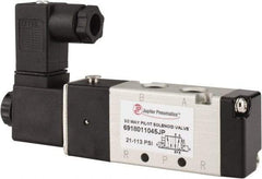 PRO-SOURCE - 1/8", 5/2 Way Body Ported Stacking Solenoid Valve - 110 VAC, 0.6 CV Rate, 1.36" High x 3.88" Long - Exact Tool & Supply
