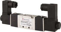 PRO-SOURCE - 1/8", 5/2 Way Body Ported Stacking Solenoid Valve - 110 VAC, 1.36 CV Rate, 1.36" High x 5.43" Long - Exact Tool & Supply