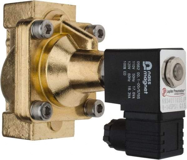 PRO-SOURCE - 3/4", 2/2 Way Steam Series Stacking Solenoid Valve - 110 VAC, 12 CV Rate, 4.98" High x 3.94" Long - Exact Tool & Supply