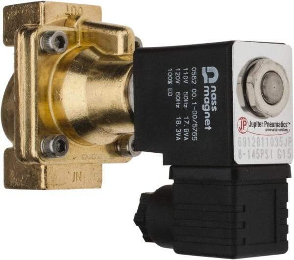 PRO-SOURCE - 1/2", 2/2 Way Steam Series Stacking Solenoid Valve - 110 VAC, 4.5 CV Rate, 4.19" High x 2.76" Long - Exact Tool & Supply
