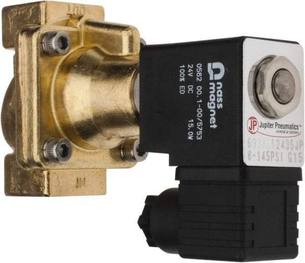 PRO-SOURCE - 3/8", 2/2 Way Steam Series Stacking Solenoid Valve - 24 VDC, 4.5 CV Rate, 4.19" High x 2.76" Long - Exact Tool & Supply