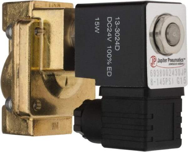 PRO-SOURCE - 3/8", 2/2 Way Stacking Solenoid Valve - 24 VDC, 4.5 CV Rate, 4.19" High x 2.83" Long - Exact Tool & Supply