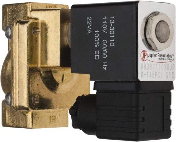 PRO-SOURCE - 3/8", 2/2 Way Stacking Solenoid Valve - 110 VAC, 4.5 CV Rate, 4.19" High x 2.83" Long - Exact Tool & Supply