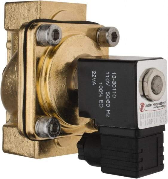 PRO-SOURCE - 1", 2/2 Way Stacking Solenoid Valve - 110 VAC, 11.92 CV Rate, 4.74" High x 3.78" Long - Exact Tool & Supply
