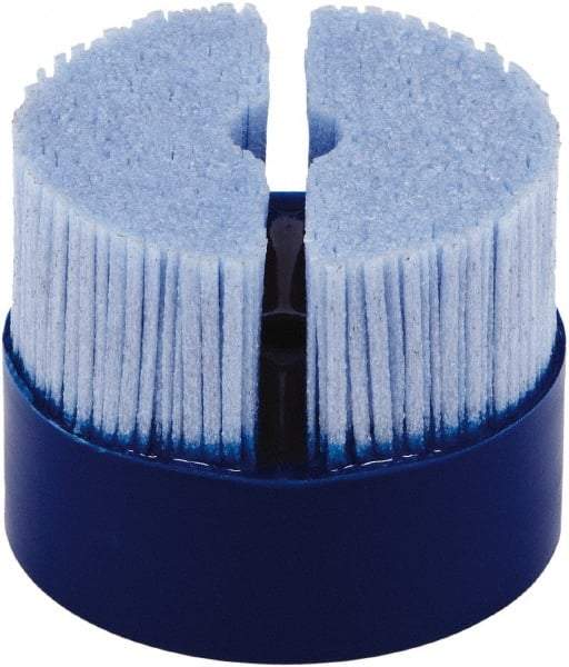 Tanis - 2" 80 Grit Ceramic Crimped Disc Brush - Drive Arbor Connector, 1-1/4" Trim Length, 3/8" Arbor Hole - Exact Tool & Supply