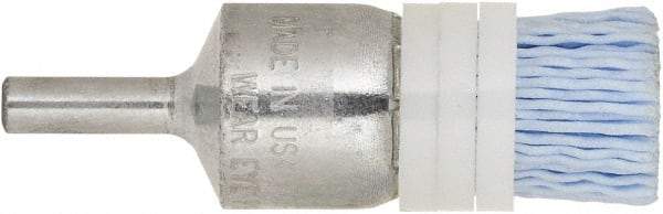 Tanis - 220 Grit, 3/4" Brush Diam, Crimped, End Brush - 1/4" Diam Steel Shank, 10,000 Max RPM - Exact Tool & Supply