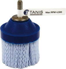 Tanis - 80 Grit, 2-1/2" Brush Diam, Crimped, End Brush - 1/4" Diam Steel Shank, 4,500 Max RPM - Exact Tool & Supply