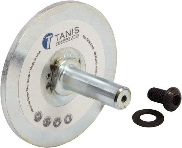 Tanis - 1/4" Arbor Hole to 3/4" Shank Diam Drive Arbor - For 6" Tanis Disc Brushes, Flow Through Spindle - Exact Tool & Supply