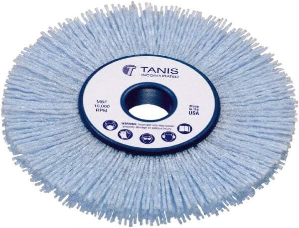 Tanis - 8" OD, 2" Arbor Hole, Crimped Nylon Wheel Brush - 1" Face Width, 1-1/4" Trim Length, 0.04" Filament Diam - Exact Tool & Supply