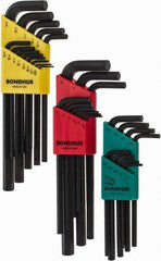 Bondhus - 30 Piece L-Key Hex Key Set - Hex Range 0.05 to 3/8", 8-5/8" OAL, Protanium High Torque Steel - Exact Tool & Supply