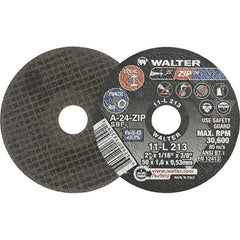 WALTER Surface Technologies - 2" 24 Grit Aluminum Oxide Cutoff Wheel - 1/16" Thick, 3/8" Arbor, 31,000 Max RPM, Use with Die Grinders - Exact Tool & Supply